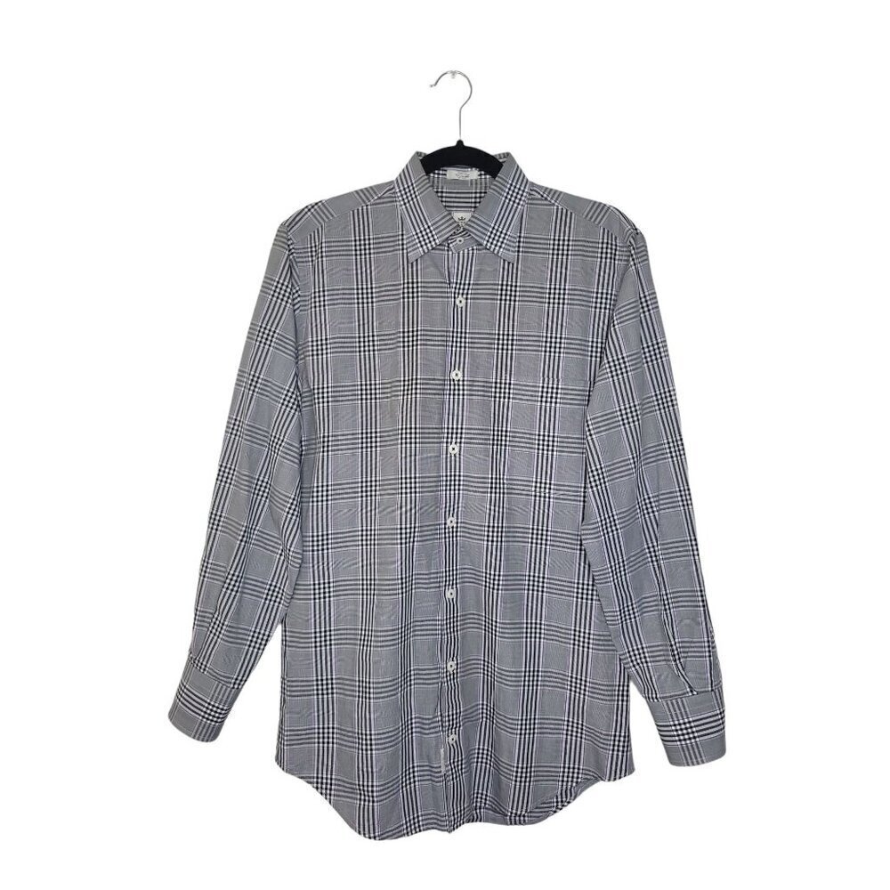 Peter Millar Button Down Shirt Mens Sz S Preppy Gray Purple Plaid Point Collar